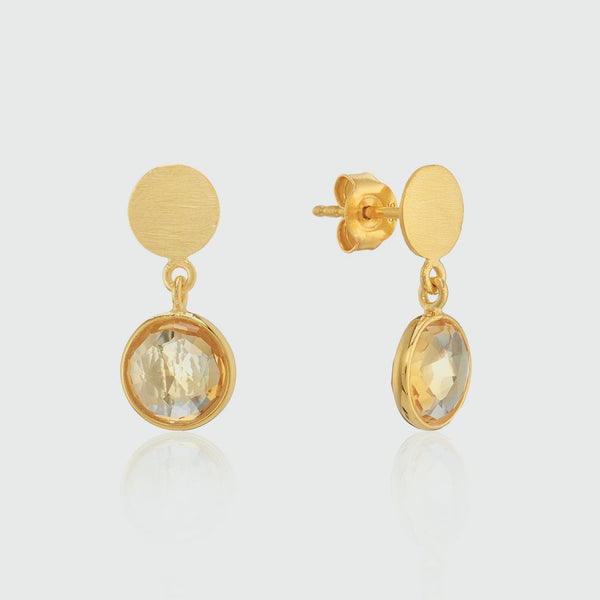 Salina Gold Vermeil & Citrine Disc Earrings-Auree Jewellery