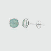 Savanne Sterling Silver & Aqua Chalcedony Stud Earrings-Auree Jewellery