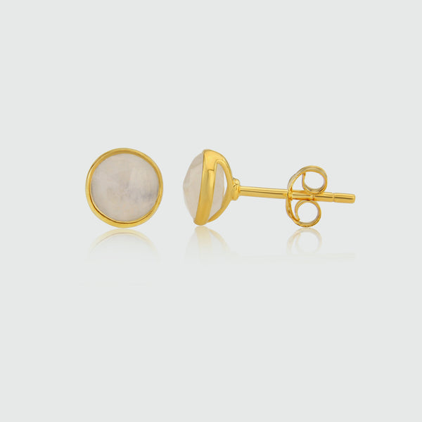Savanne Gold Vermeil & Moonstone Stud Earrings-Auree Jewellery