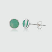 Savanne Sterling Silver & Amazonite Stud Earrings-Auree Jewellery
