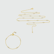 Sofia Yellow Gold & Cubic Zirconia 34" Necklace Set-Auree Jewellery