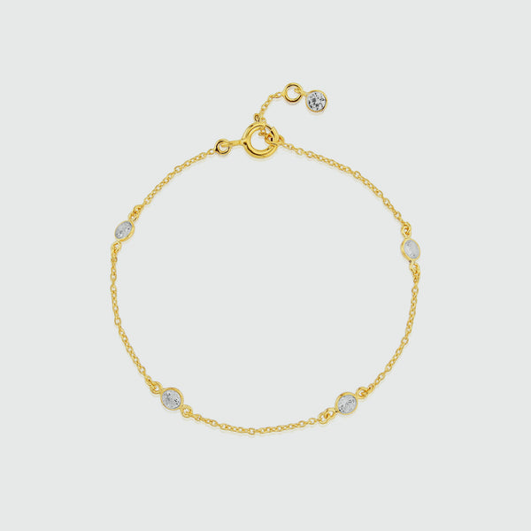 Sofia 18ct Yellow Gold Vermeil & Cubic Zirconia Bracelet-Auree Jewellery