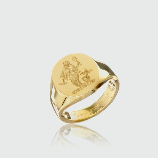 Sydney Solid Gold Mens Engraved Signet Ring-Auree Jewellery