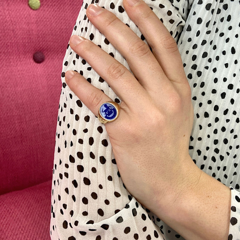 Sydney Gold & Lapis Lazuli Ladies Oval Signet Ring-Auree Jewellery