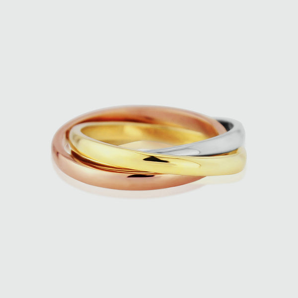 Walton Three Colour Gold Russian Wedding Ring 2mm-Auree Jewellery