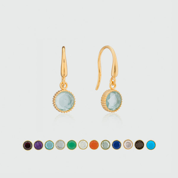 Barcelona Gold Vermeil Birthstone Hook Earrings-Auree Jewellery