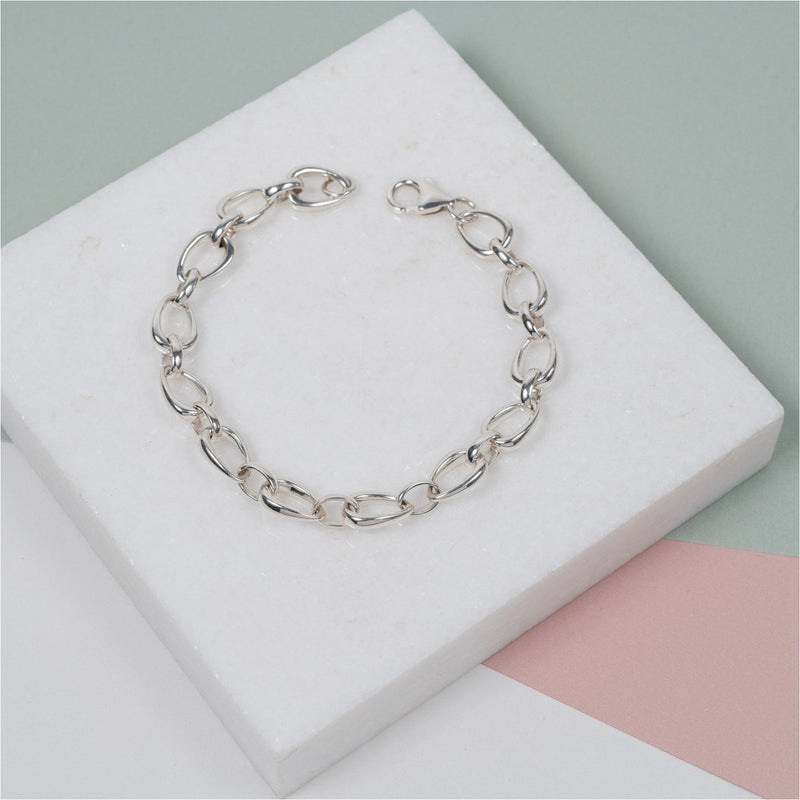 Egerton Sterling Silver Raindrop Link Bracelet-Auree Jewellery