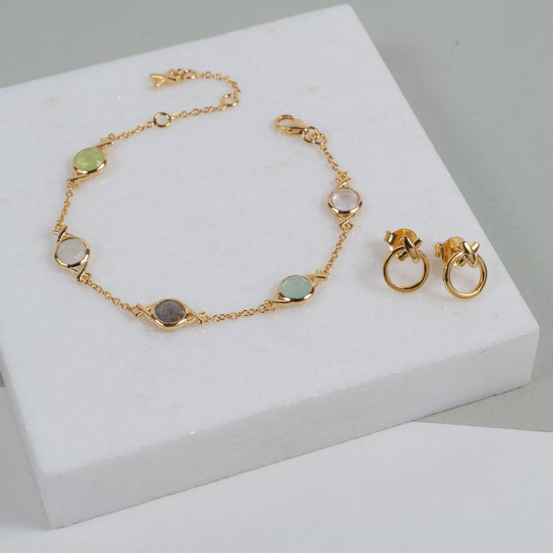 Palma Multi Gemstone & Gold Vermeil Friendship Bracelet-Auree Jewellery