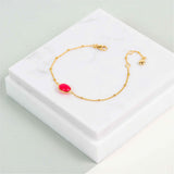 Pollara Fuchsia Pink Chalcedony & Gold Vermeil Beaded Bracelet-Auree Jewellery