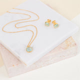 Brooklyn Aqua Chalcedony & Gold Vermeil Jewellery Set-Auree Jewellery