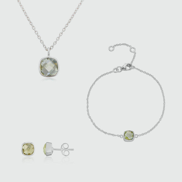 Brooklyn Green Amethyst & Sterling Silver Jewellery Set-Auree Jewellery