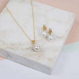 Drayton White Pearl & Cubic Zirconia Gold Vermeil Jewellery Set-Auree Jewellery