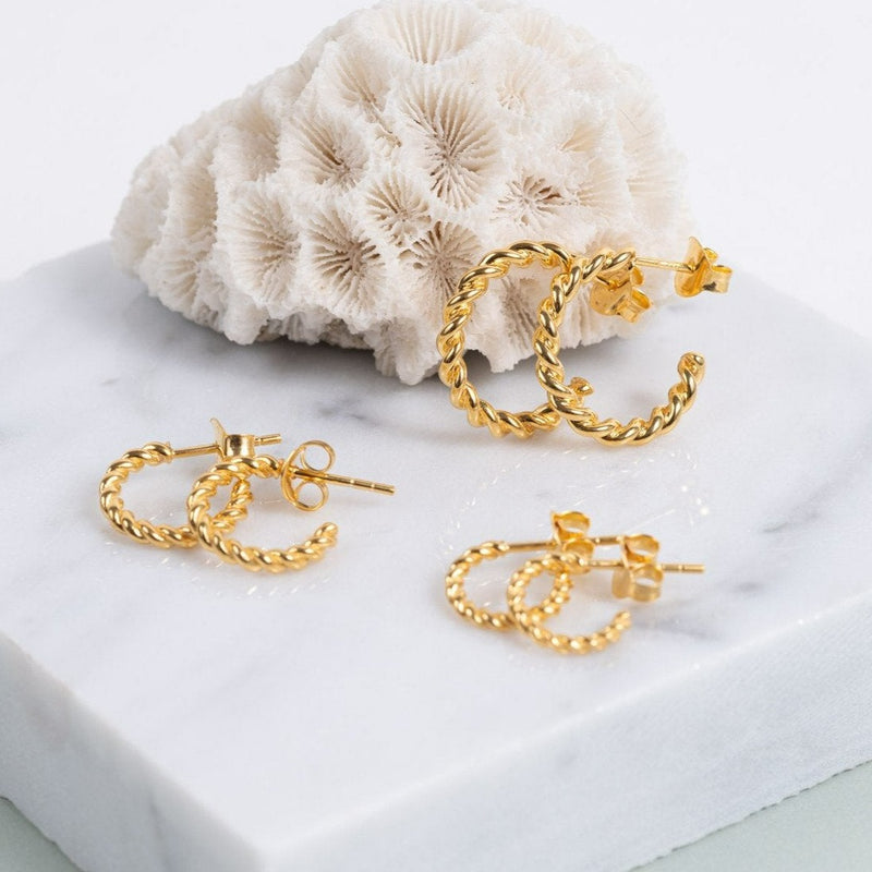 Alhambra Mini Piccolo Twisted Gold Vermeil Hoop Earrings-Auree Jewellery