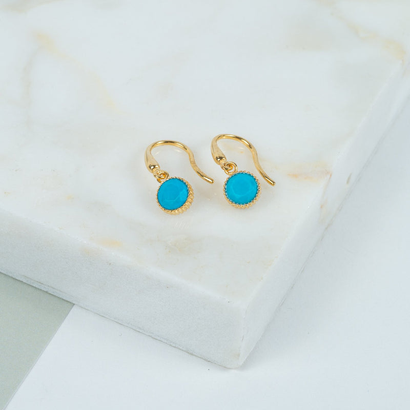 Barcelona December Turquoise Birthstone Hook Earrings-Auree Jewellery