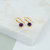 Barcelona February Amethyst Birthstone Hook Earrings-Auree Jewellery