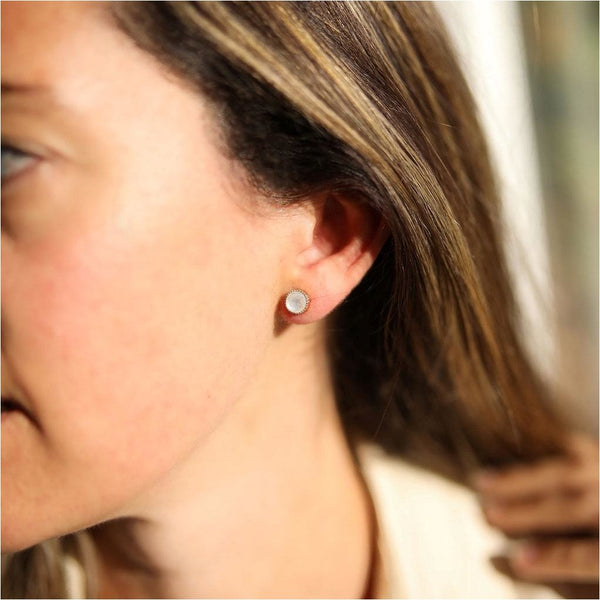 Barcelona June Moonstone Birthstone Stud Earrings-Auree Jewellery