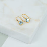 Barcelona March Blue Topaz Birthstone Hook Earrings-Auree Jewellery