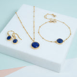 Barcelona September Lapis Lazuli Birthstone Hook Earrings-Auree Jewellery