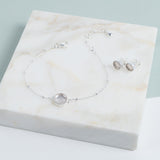 Barcelona Silver October Rose Quartz Birthstone Stud Earrings-Auree Jewellery