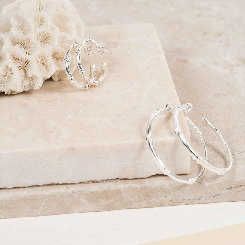 Deia Large Sterling Silver Kiss Hoop Earrings-Auree Jewellery