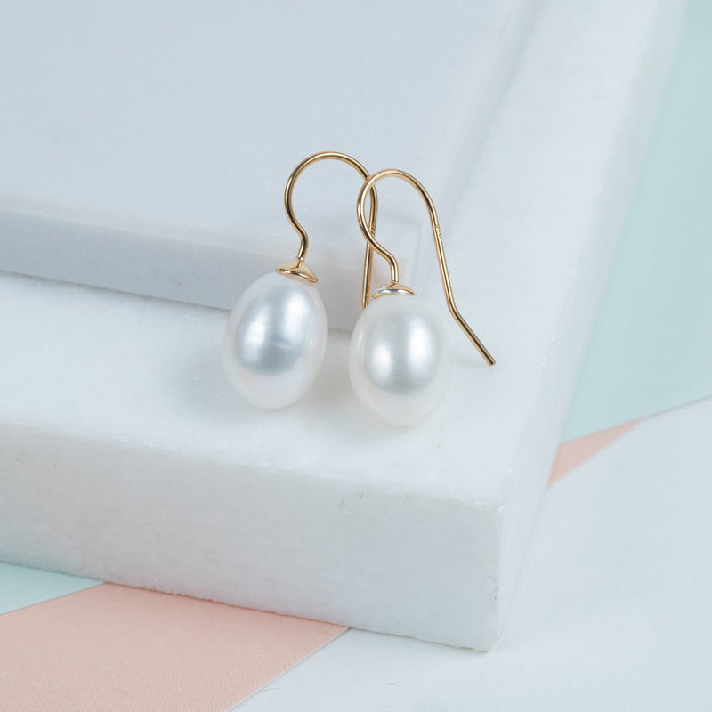 Gloucester White Freshwater Pearl & Gold Vermeil Drop Earrings-Auree Jewellery