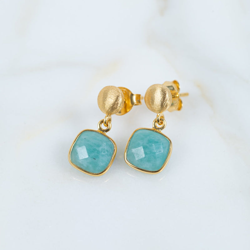 Iseo Amazonite & Gold Vermeil Earrings-Auree Jewellery