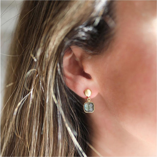 Iseo Labradorite & Gold Vermeil Earrings-Auree Jewellery