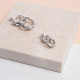 Knightsbridge Silver Triple Russian Wedding Earrings-Auree Jewellery