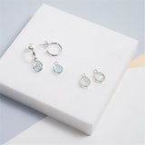 Manhattan Aqua Chalcedony & Silver Interchangeable Gemstone Drops-Auree Jewellery