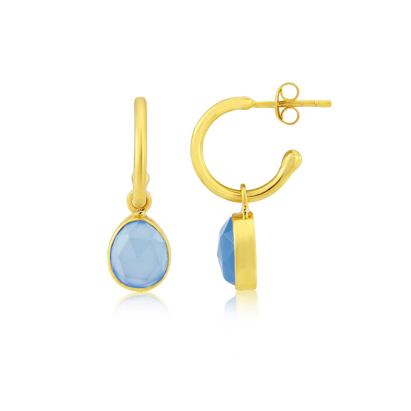 Manhattan Gold & Blue Chalcedony Interchangeable Gemstone Drops-Auree Jewellery