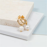 Manhattan Gold & Freshwater Pearl Interchangeable Hoop Earrings-Auree Jewellery
