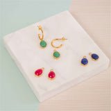 Manhattan Gold & Fuchsia Pink Chalcedony Interchangeable Gemstone Earrings-Auree Jewellery