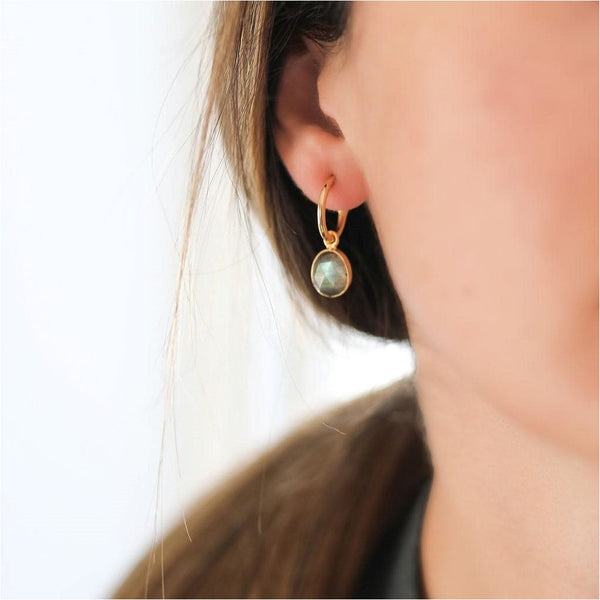 Manhattan Gold & Labradorite Interchangeable Gemstone Earrings-Auree Jewellery