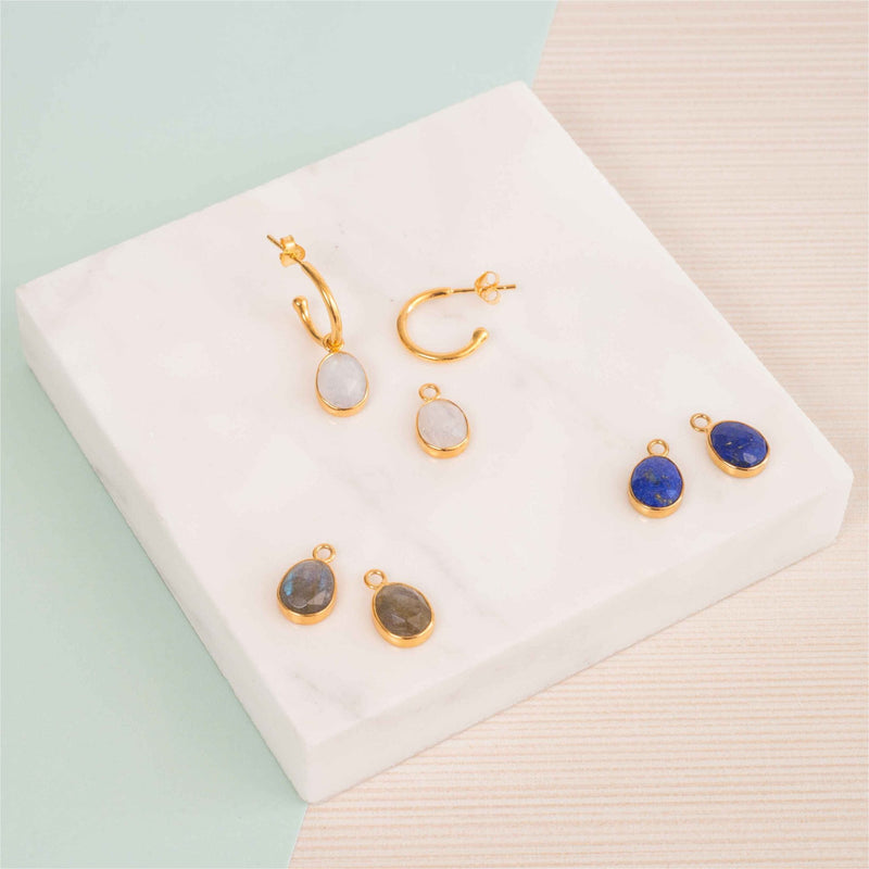 Manhattan Gold & Labradorite Interchangeable Gemstone Earrings