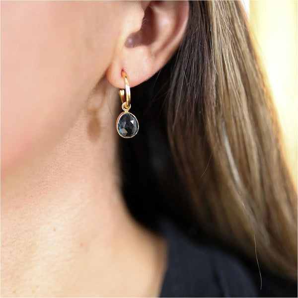 Manhattan Gold & London Topaz Interchangeable Gemstone Drop Earrings-Auree Jewellery