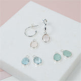 Manhattan Silver & Aqua Chalcedony Interchangeable Gemstone Earrings-Auree Jewellery
