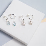 Manhattan Silver & Pearl Interchangeable Drops-Auree Jewellery