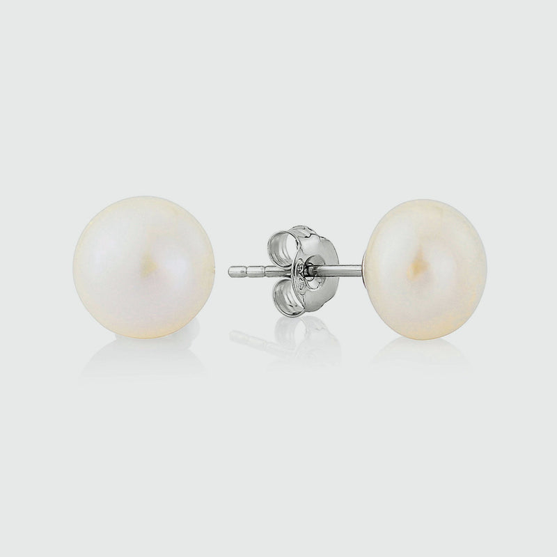 Molina White Freshwater Pearl & Silver Stud Earrings-Auree Jewellery