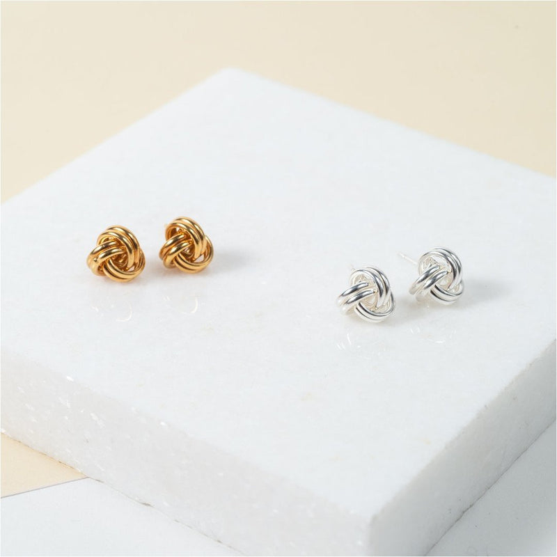 Onslow Yellow Gold Vermeil Double Knot Stud Earrings-Auree Jewellery