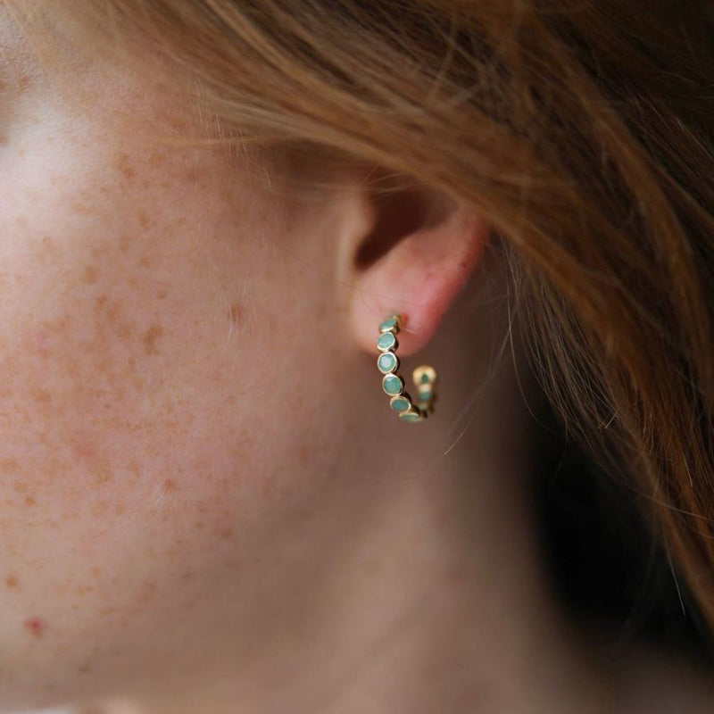 Ortigia Chrysoprase & Gold Vermeil Hoop Earrings-Auree Jewellery