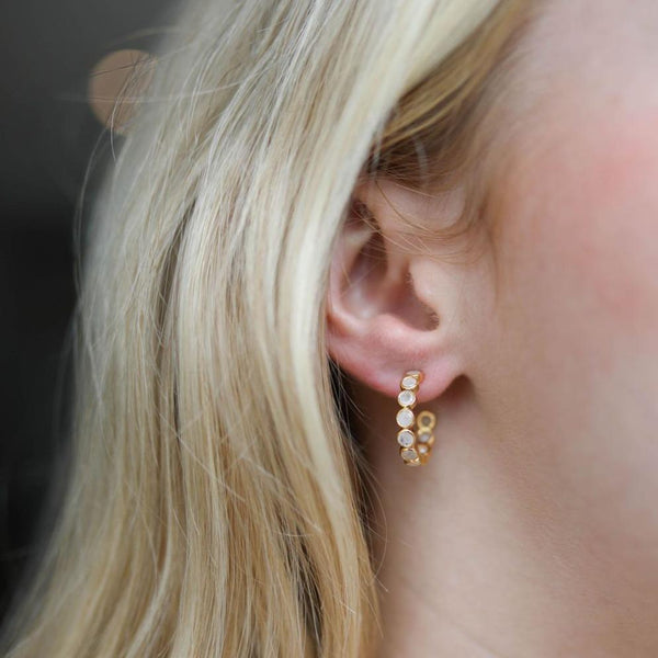 Ortigia Moonstone & Gold Vermeil Hoop Earrings-Auree Jewellery