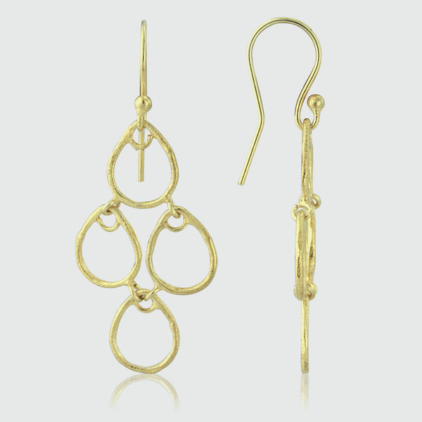 Palermo Brushed Yellow Gold Art Deco Earrings-Auree Jewellery