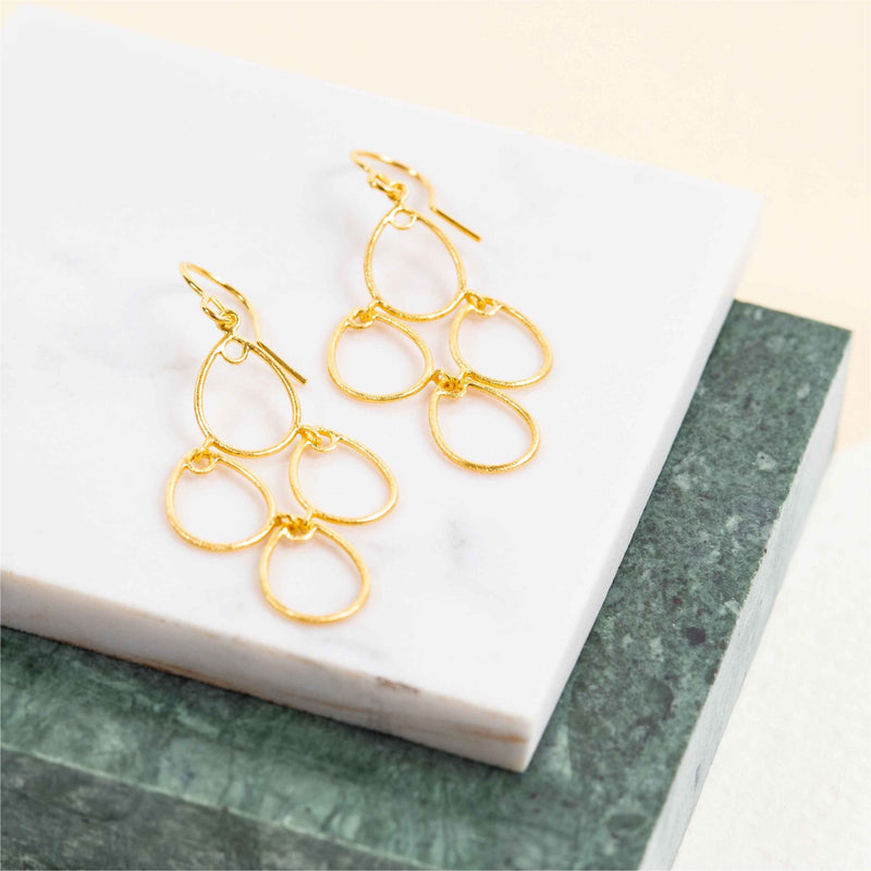 Palermo Brushed Yellow Gold Art Deco Earrings-Auree Jewellery