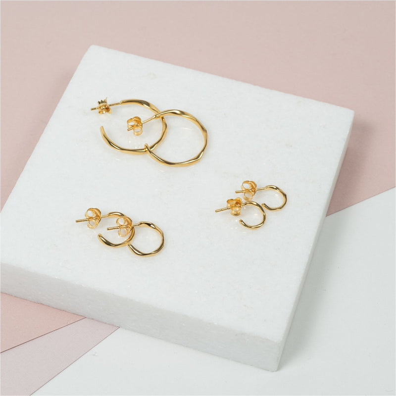 Ronda Mini Piccolo Polished Gold Vermeil Hoop Earrings-Auree Jewellery