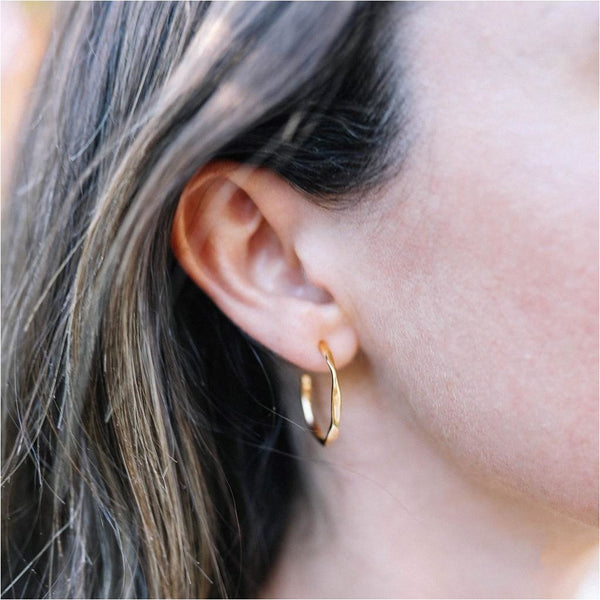 Ronda Piccolo Polished Gold Vermeil Hoop Earrings-Auree Jewellery