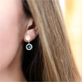 Salina Gold Vermeil Disc & Blue Topaz Earrings-Auree Jewellery