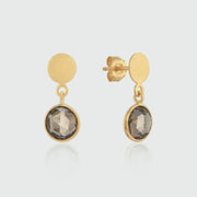 Salina Gold Vermeil & Smokey Quartz Disc Earrings-Auree Jewellery