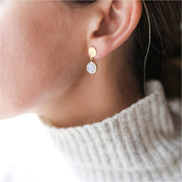 Salina Moonstone & Gold Vermeil Disc Earrings-Auree Jewellery