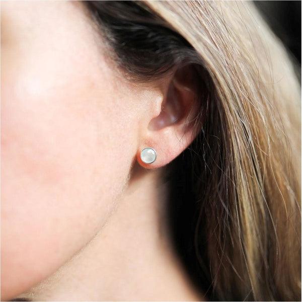 Savanne Sterling Silver & Aqua Chalcedony Stud Earrings-Auree Jewellery