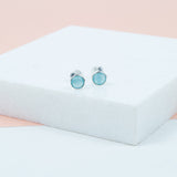 Savanne Sterling Silver & Blue Chalcedony Stud Earrings-Auree Jewellery